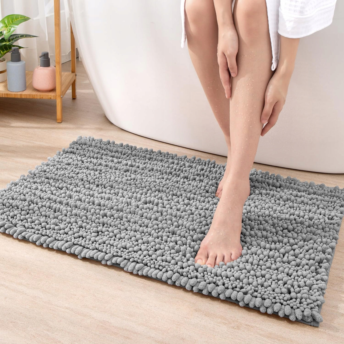 Bathroom Rug DEXI 50 x 80 cm Grey Thick Anti-Slip Microfiber Manufacturer code CRR-G-5080