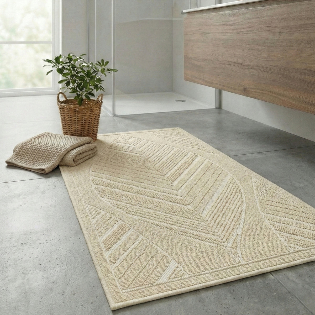 Bathroom Rug Large Cotton Absorbent Anti-slip 73x135 Washable Packaging status original