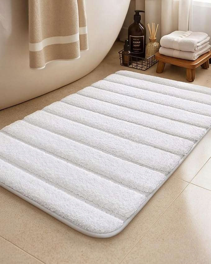 Bathroom Rug Mat 61 x 92 cm Non-Slip Quick Drying White Packaging status original