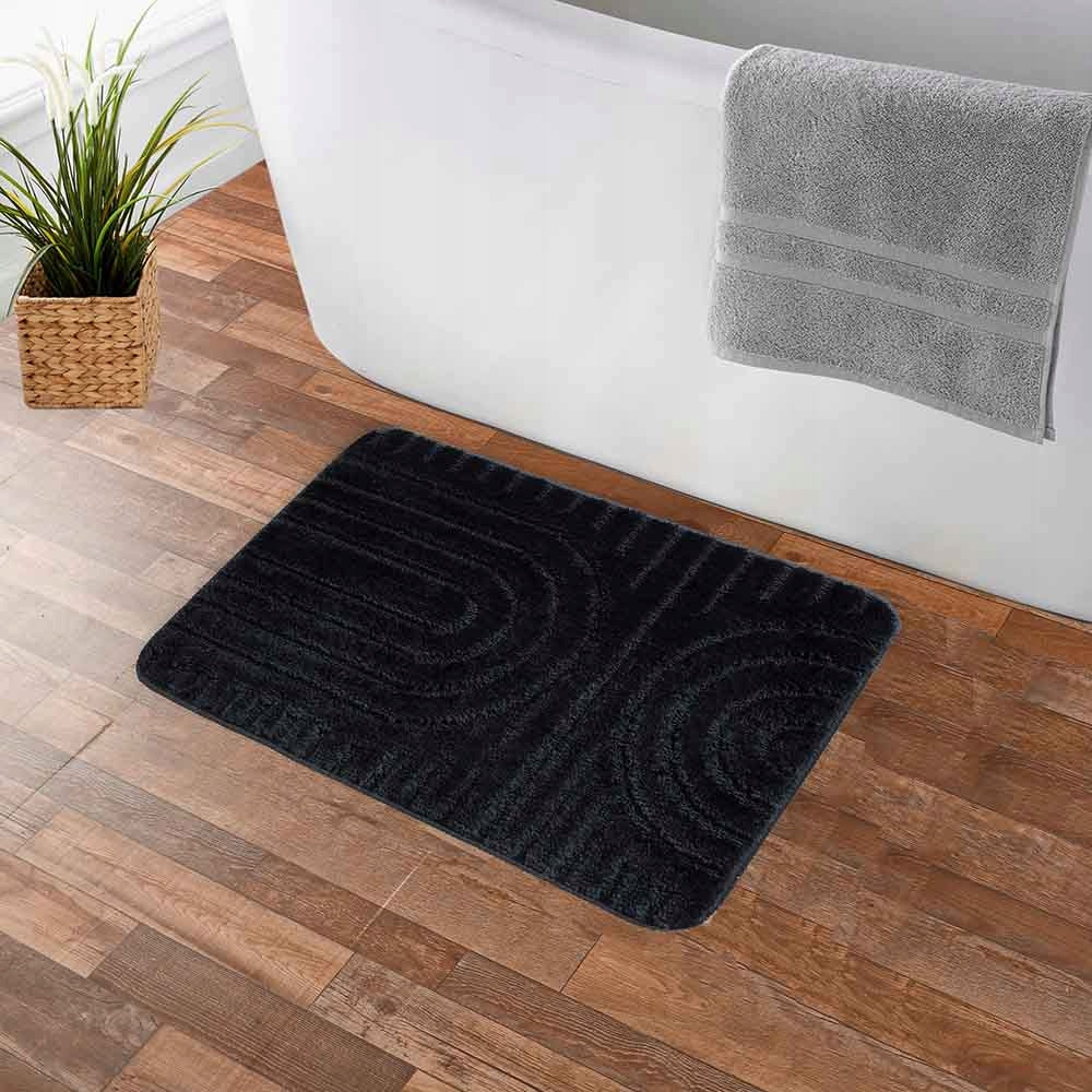 Bathroom Rug Non-slip 40x60cm Microfiber Black Soft Smooth Packaging status original