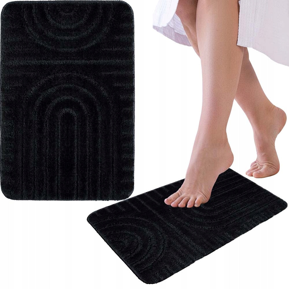Bathroom Rug Non-slip 40x60cm Microfiber Black Soft Smooth
