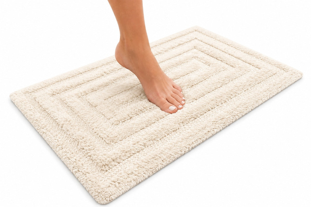 Bathroom Rug White Cream Ecru 50x80 COTTON 100 % Thick ABSORBENT Packaging status original