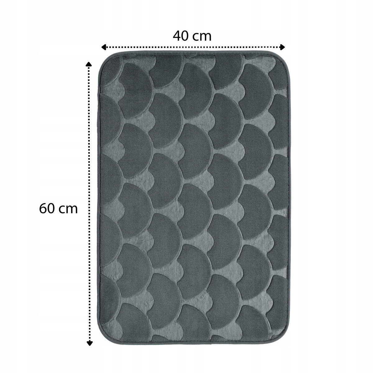 Bathroom Rug with Non-Slip Foam 40x60 cm Grey Soft Mat Length 40 cm