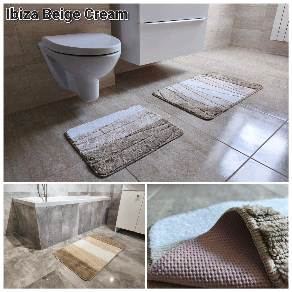 Bathroom Rugs 2-Piece Quick Drying Non-Slip Soft Mix Manufacturer code Komplet Łazienkowy Dwuczęściowy
