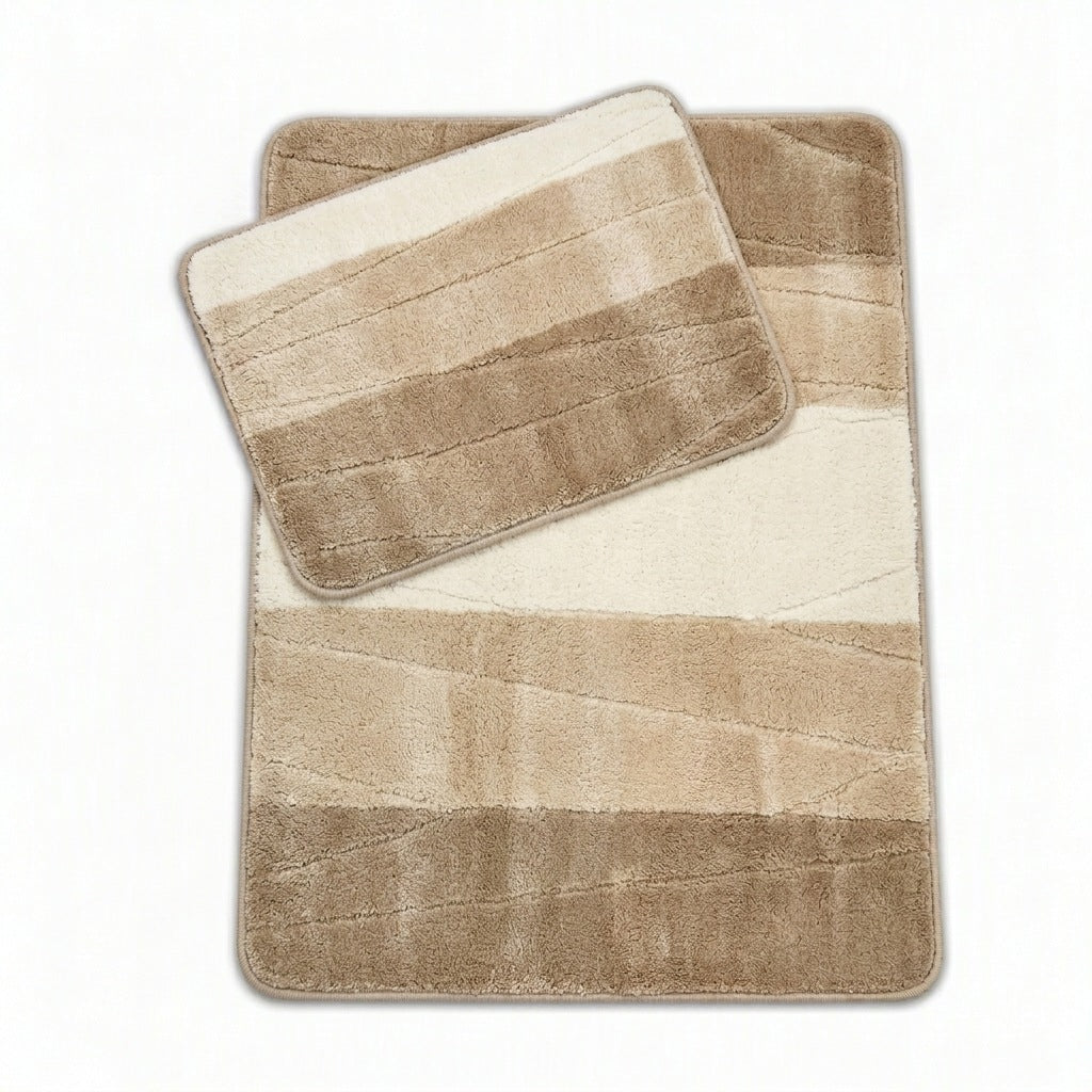 Bathroom Rugs 2-Piece Quick Drying Non-Slip Soft Mix