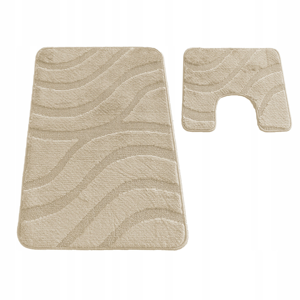 Bathroom Rugs Beige Set 2 Piece Non-Slip Washable