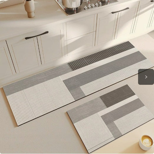 Bathroom Rugs Kitchen Mats Set of 2 40×60 and 40×120 cm Grey Product width 40 cm