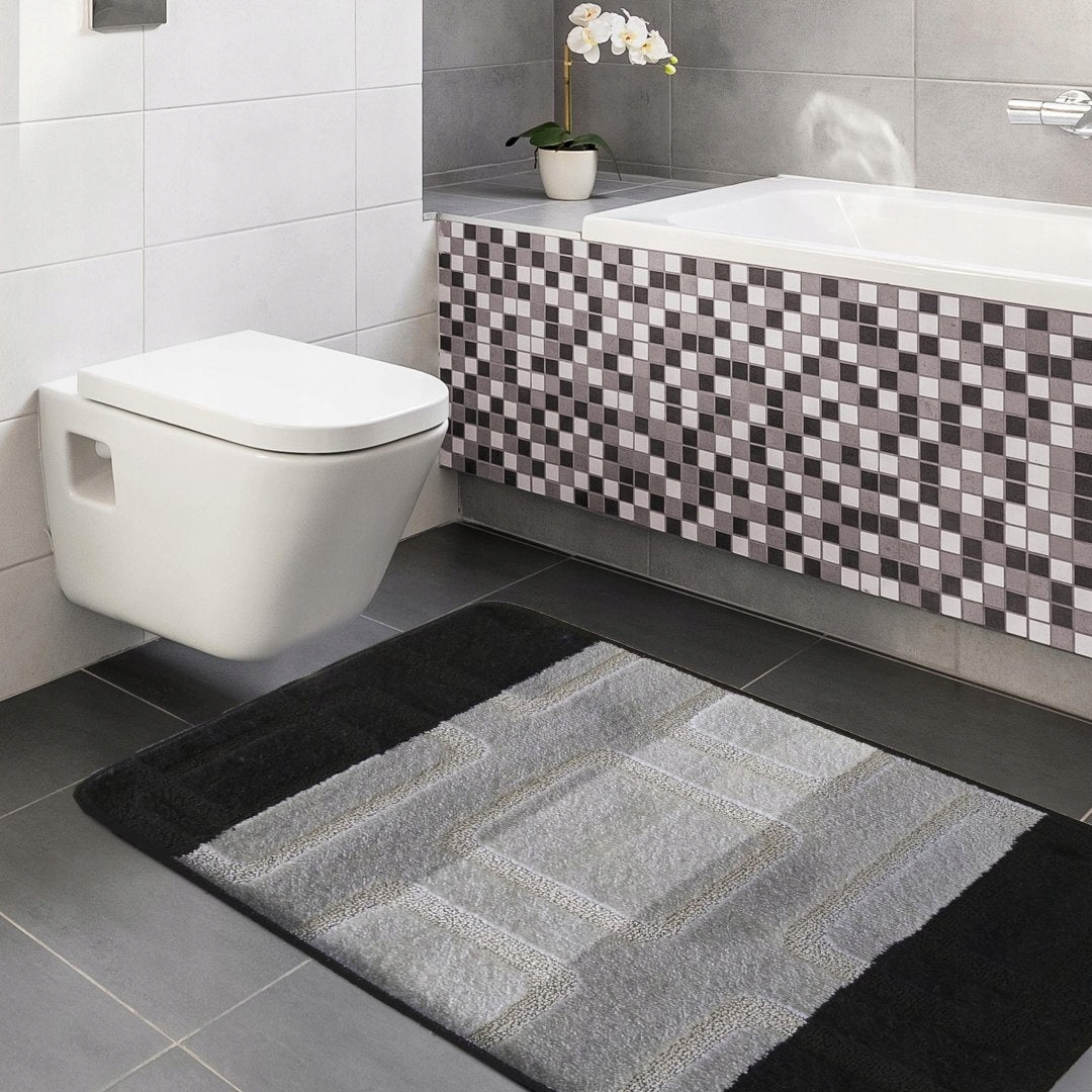 Bathroom Rugs for Toilet Set 2cz Rugs Grey Black Non-Slip Packaging status original