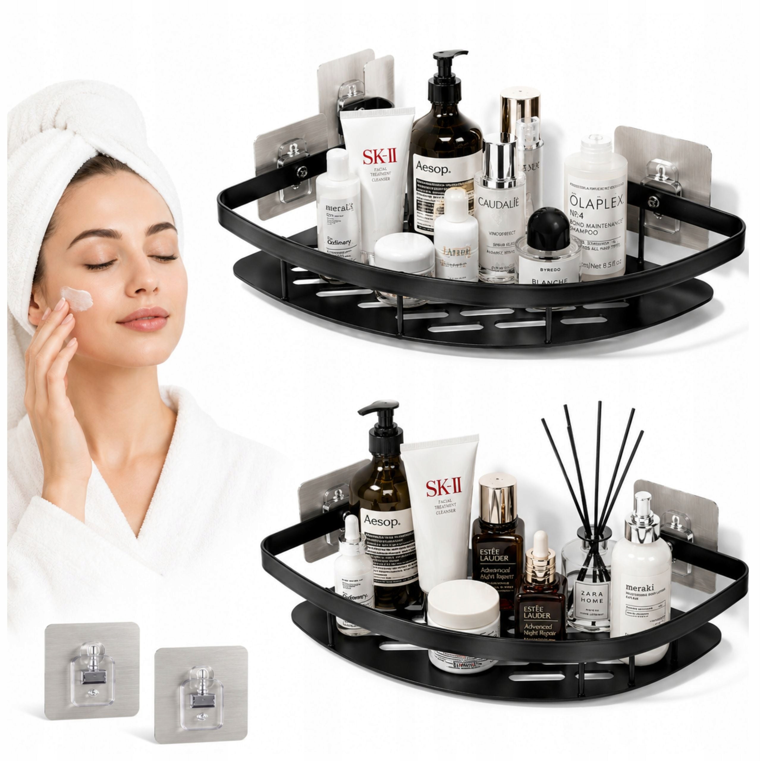 Bathroom SHELF Self Adhesive Corner Shower Double Wall 2PCS.