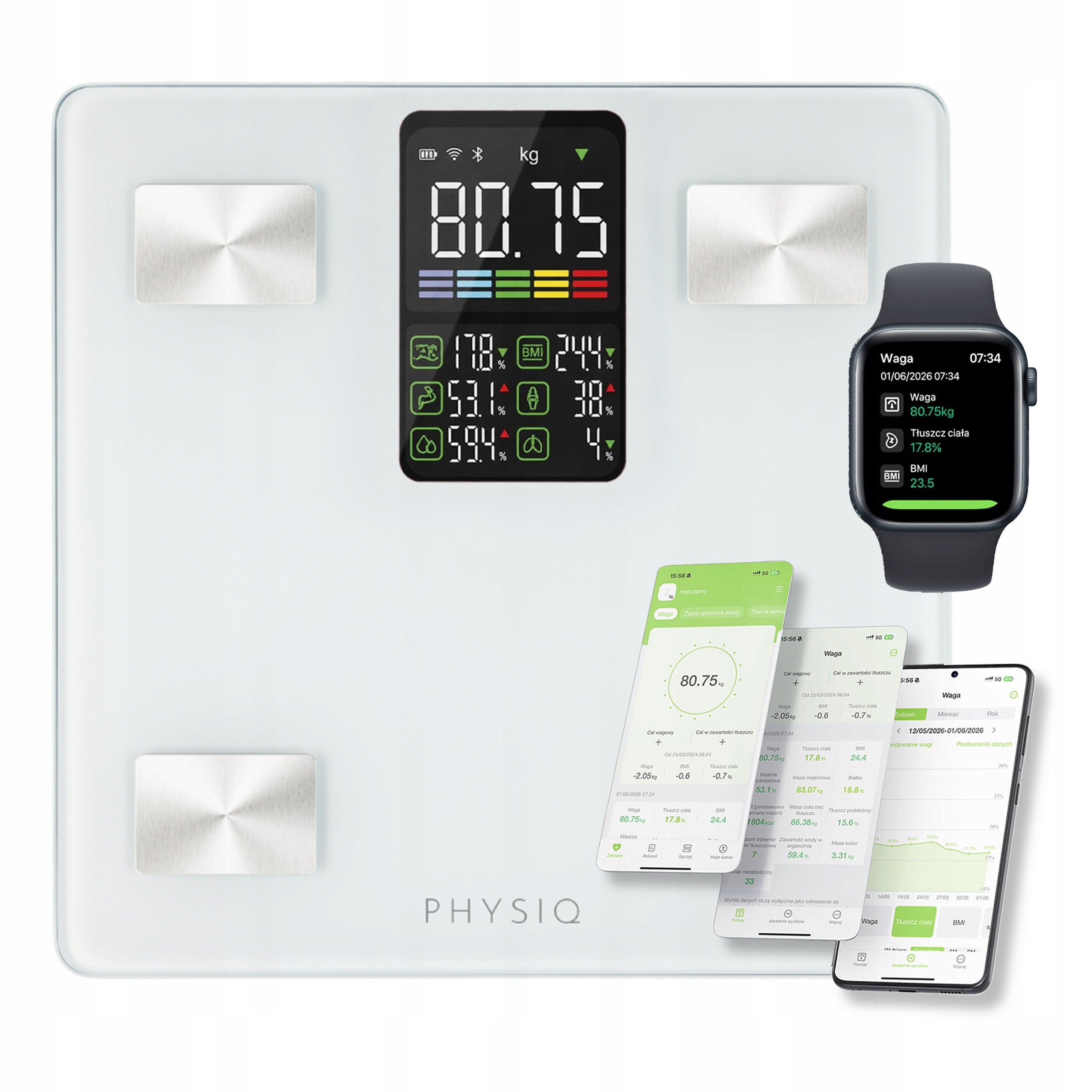 Bathroom Scale Analytical Sports 13 Parameters LCD ANDROID iOS Smart