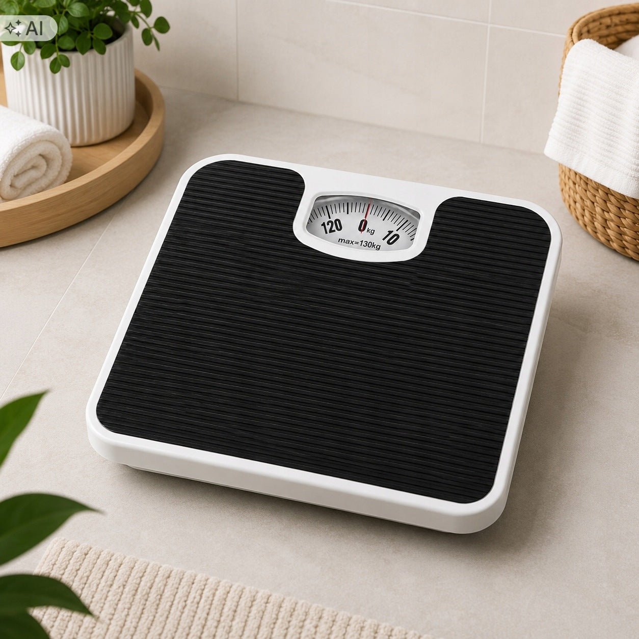 Bathroom Scale Mechanical Analog Classic Up to 130 Kg Black Accurate Manufacturer code intai
