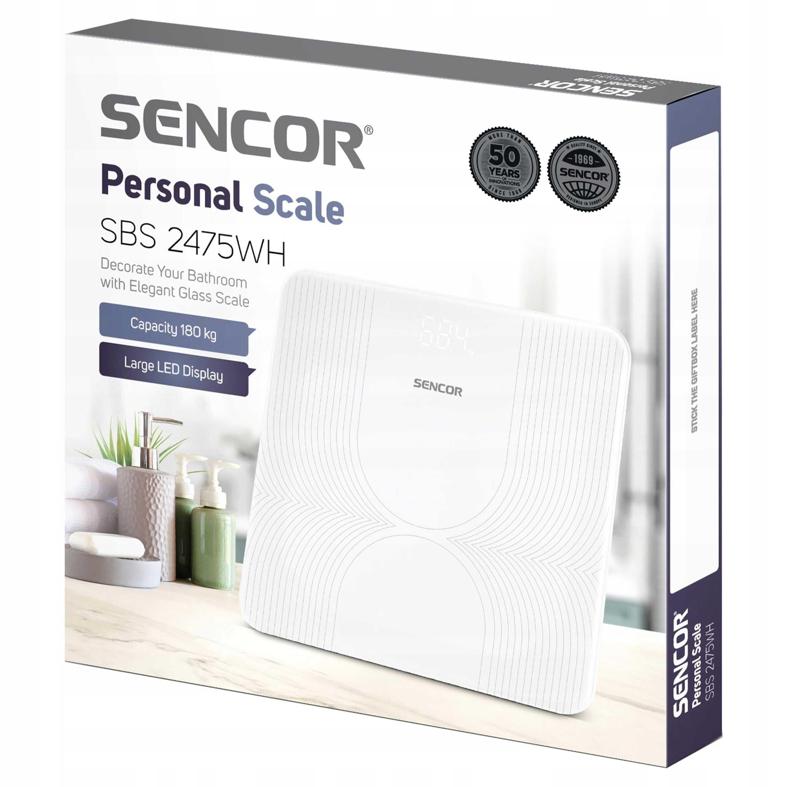 Bathroom Scale Sencor SBS 2475WH READABLE DISPLAY up to 180kg White Packaging status original