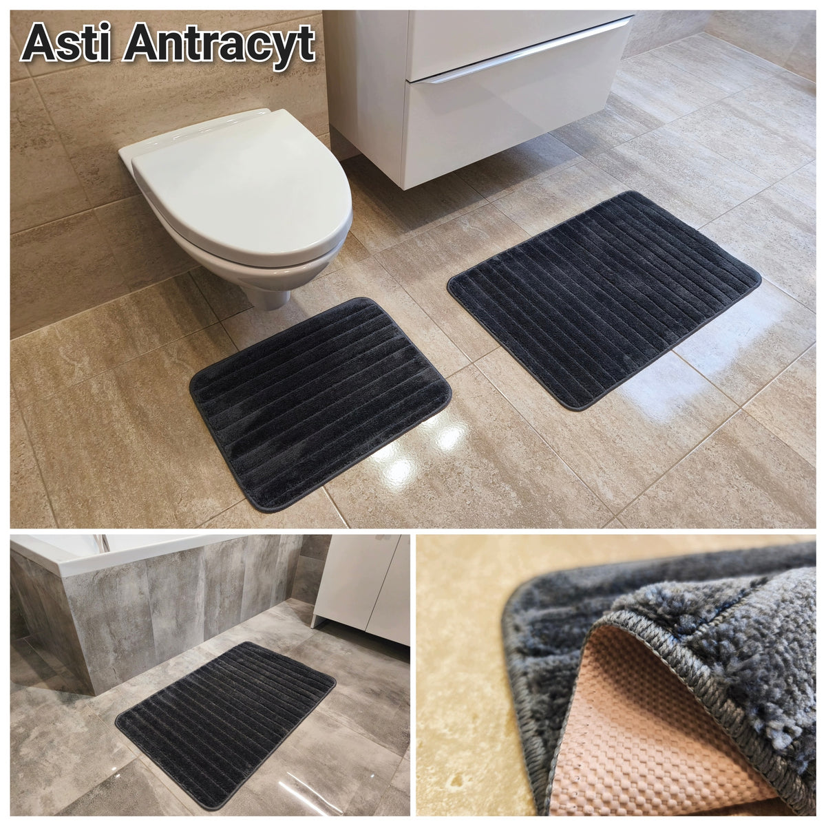 Bathroom Set 2-Piece Rubberized Non-Slip Rugs Mix Manufacturer code Komplet Łazienkowy Dwuczęściowy