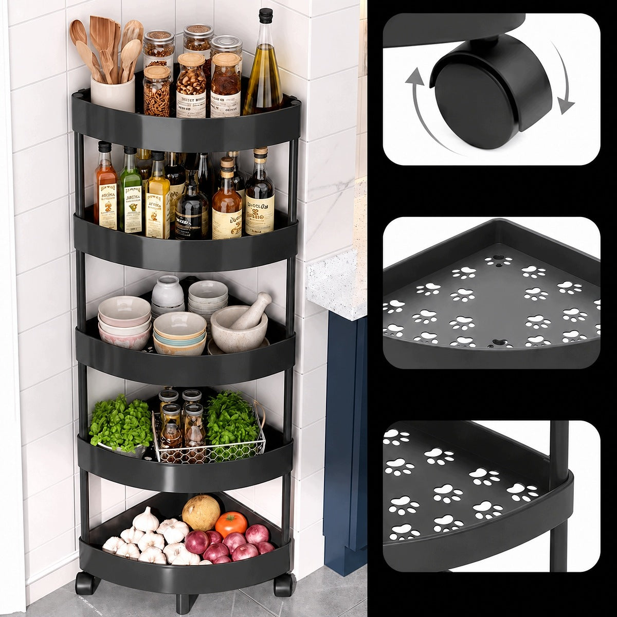 Bathroom Shelf Bookcase for Bathroom Standing Plastic Black Furniture color black