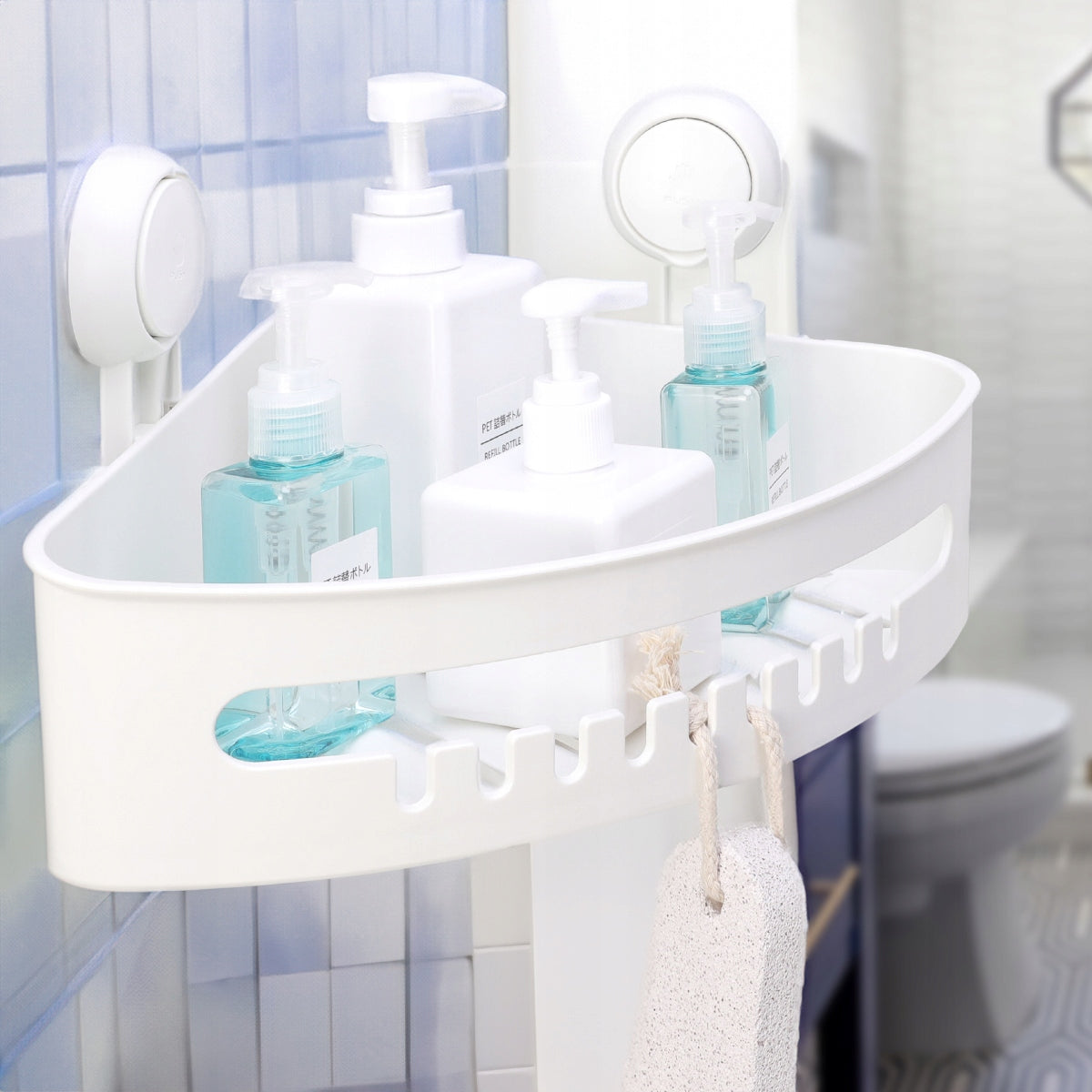 Bathroom Shelf Corner Shower Organizer for Cosmetics White PVC Yoka Packaging status original
