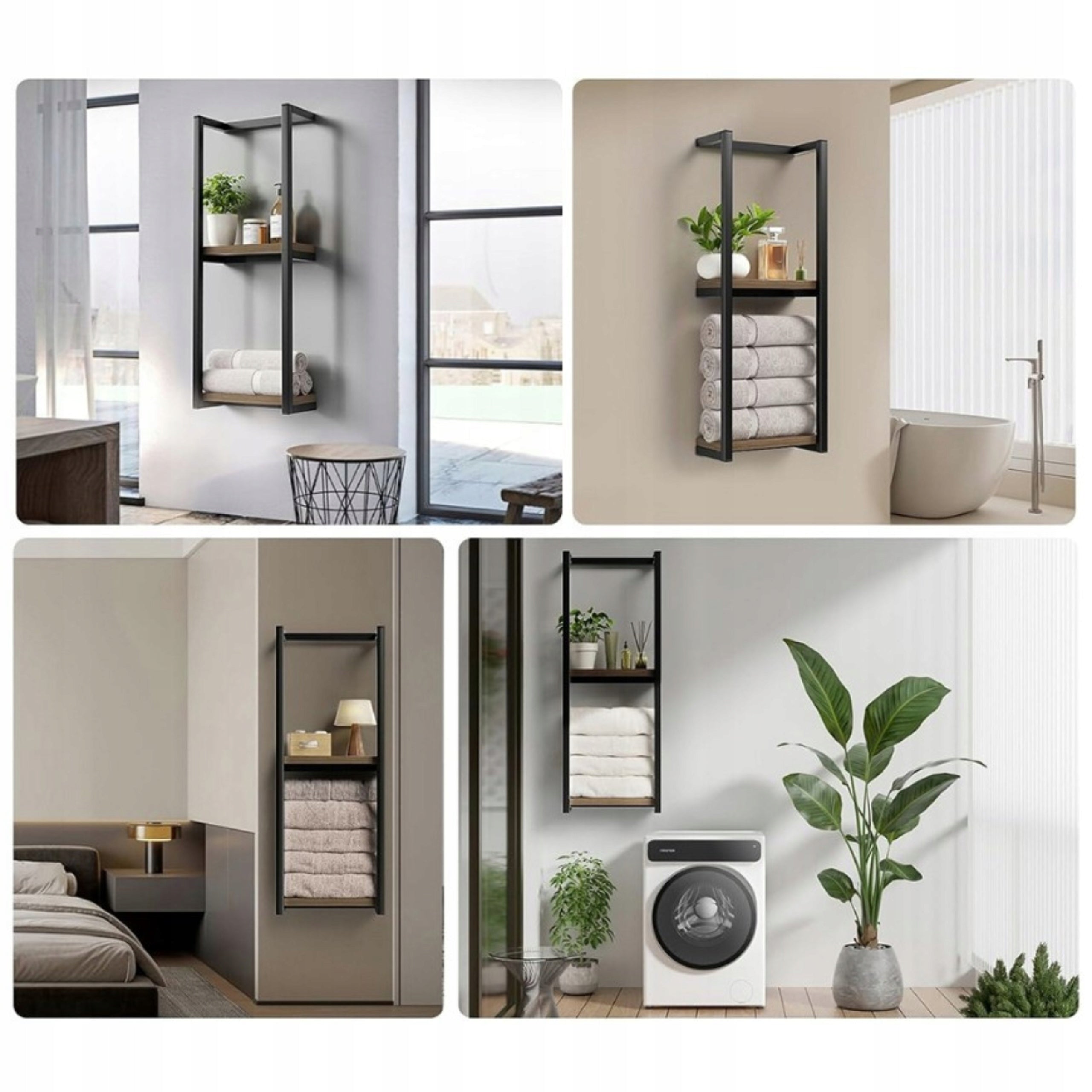 Bathroom Shelf For Wall Towels Bookcase Loft Black Wooden Hanging Manufacturer code BEMINGO-PLK-77