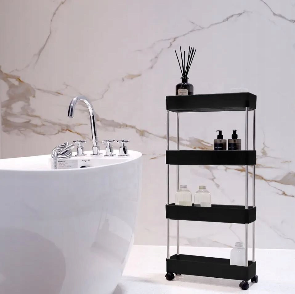 Bathroom Shelf Kitchen Mobile Black with 4 Levels Brand Mensen
