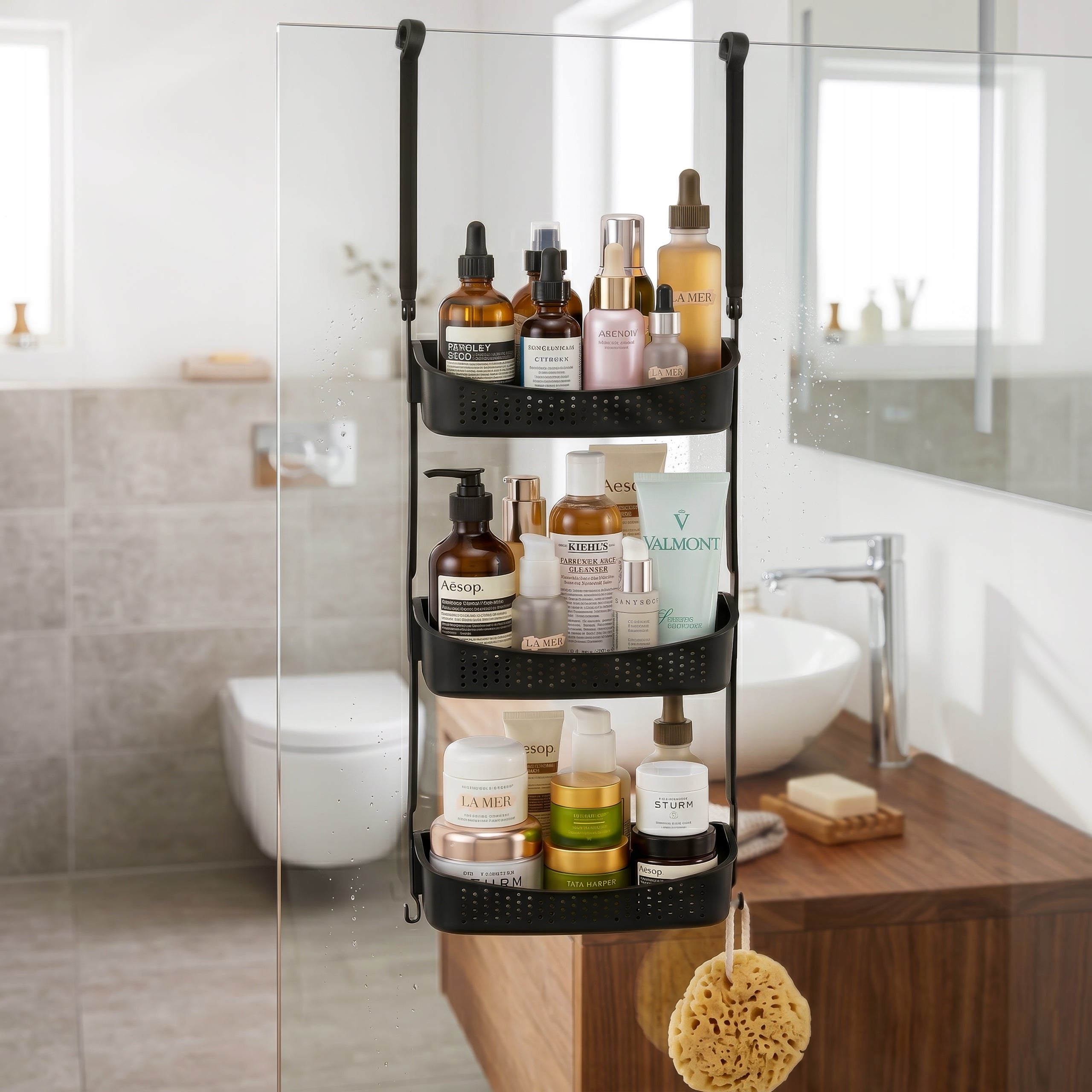Bathroom Shelf STAINLESS Suspended BLACK Shower Shelf for Shower Packaging status original