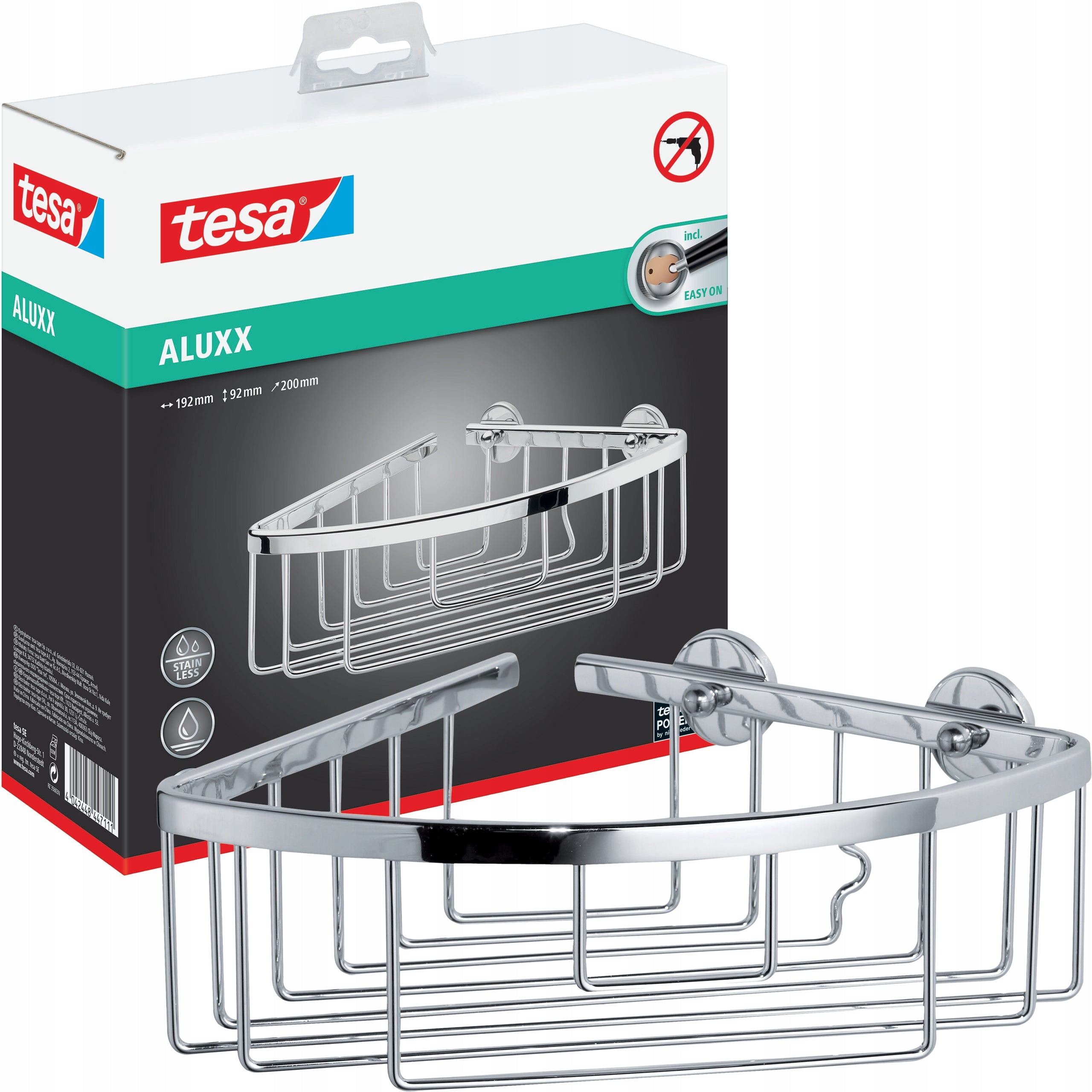 Bathroom Shelf Self-Adhesive Corner Tesa ALUXX Shower Basket