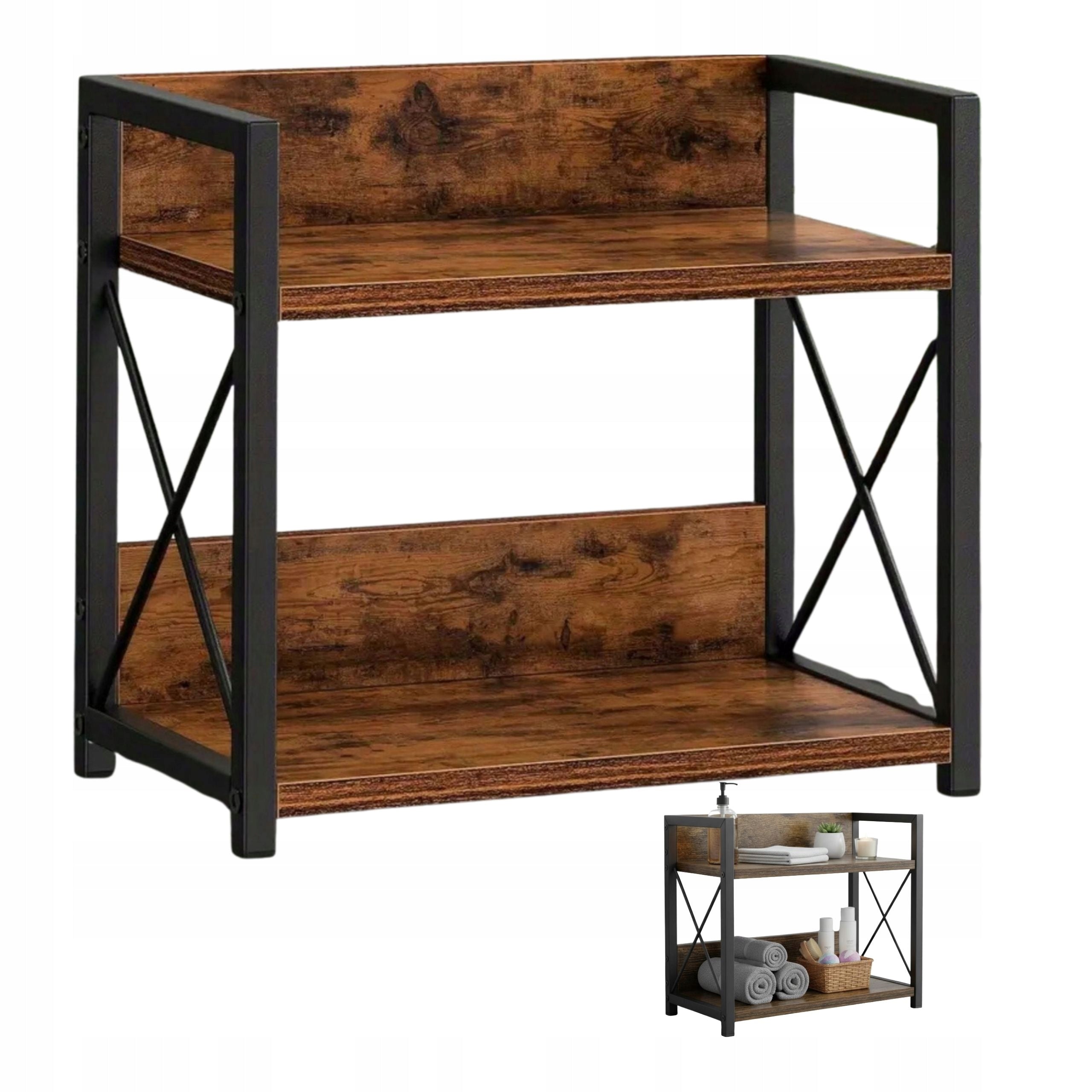 Bathroom Shelf Two-Tier Organizer Freestanding Wooden 26 cm