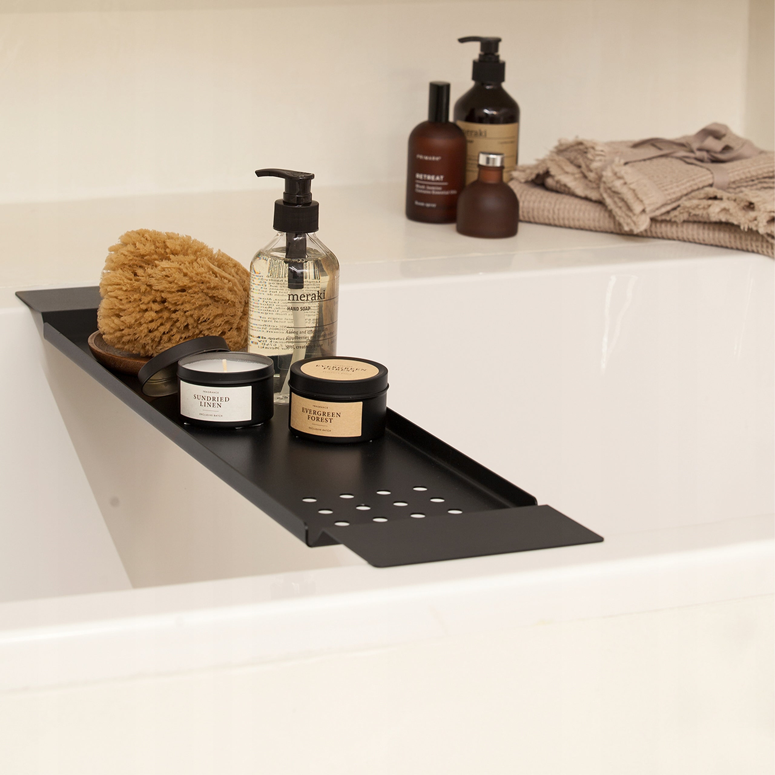 Bathroom Shelf for Bathtub Black Expandable Tray Adjustable Stainless Steel EAN (GTIN) 5904365749435