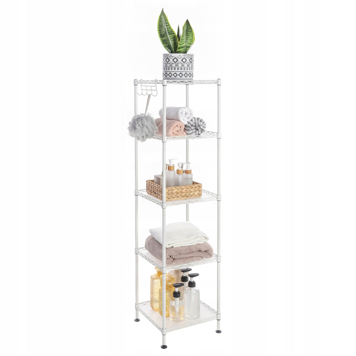 Bathroom Shelving Modern 5 Shelves - White