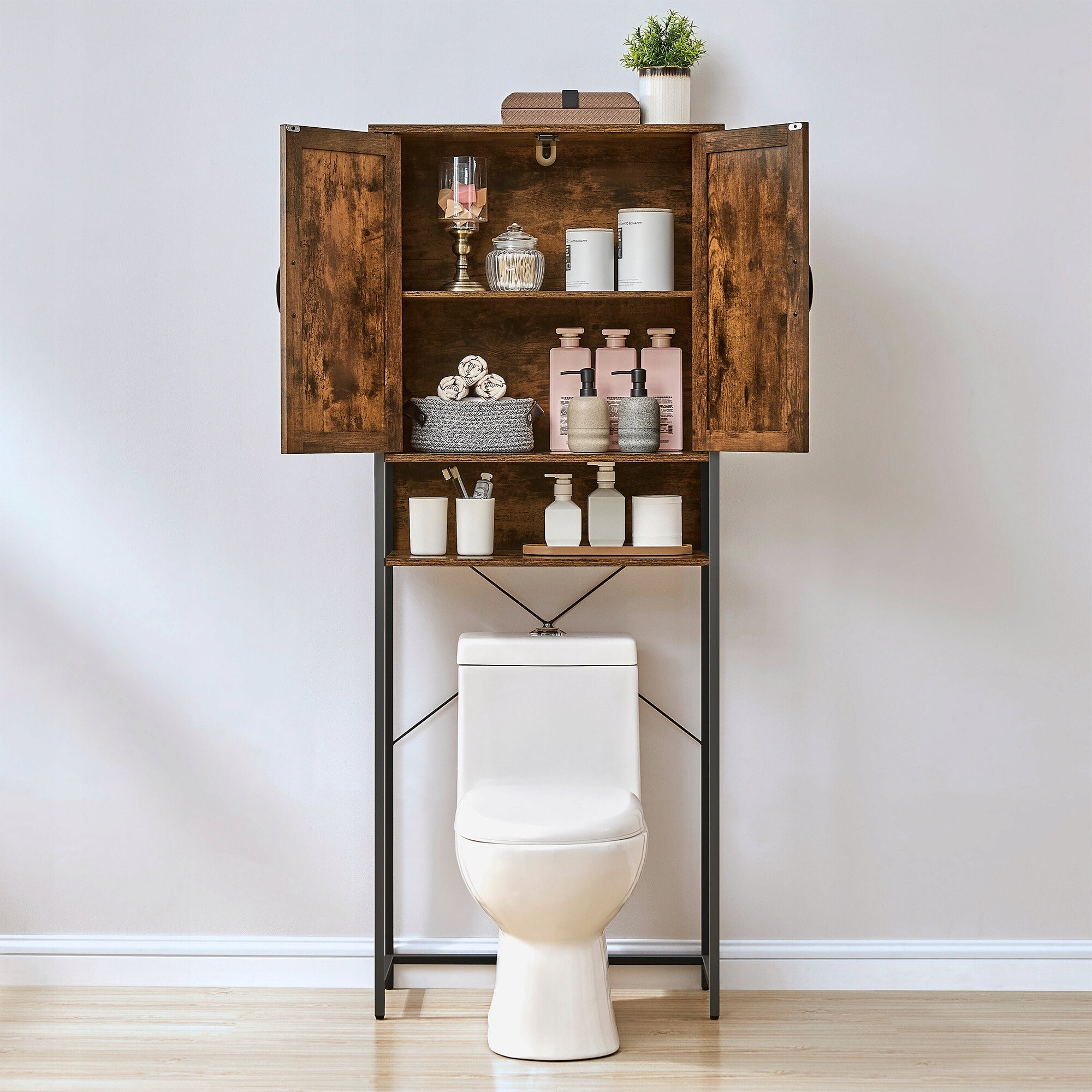 Bathroom Shelving Unit Over Washing Machine Toilet Rustic Cabinet Brown 170x66x30,6cm Manufacturer code BTS003B01