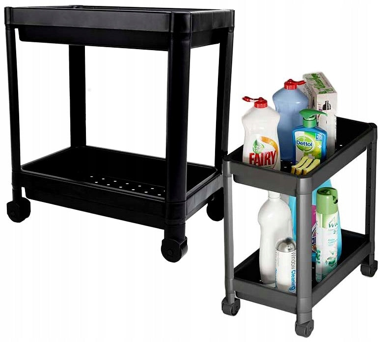 Bathroom Shelving Unit for Office Cabinet 2 Shelves Horizontal Organizer Grey For Home