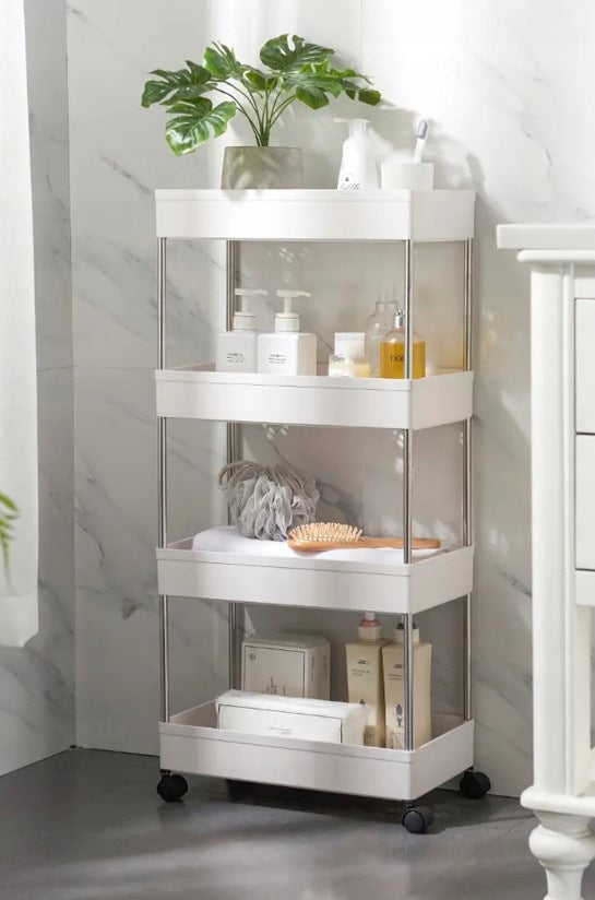 Bathroom Shelving Unit on Wheels 4 Shelves Organizer Mobile Kitchen Trolley D55 Manufacturer code Organizer D55