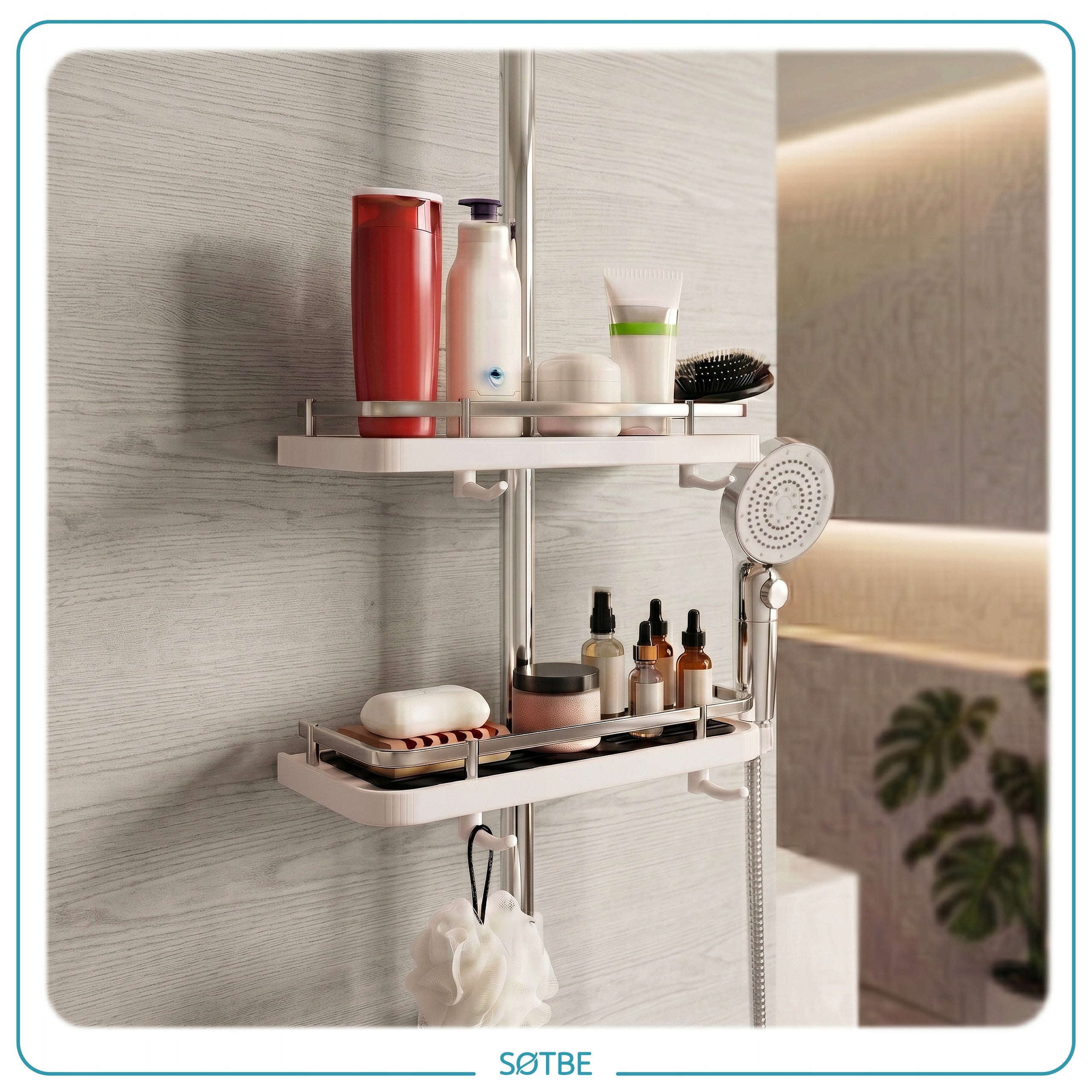 Bathroom Shower Cosmetics Shelf for Rain Shower Rod SOTBE LARK Manufacturer code LARK-W-SHELF-2448383