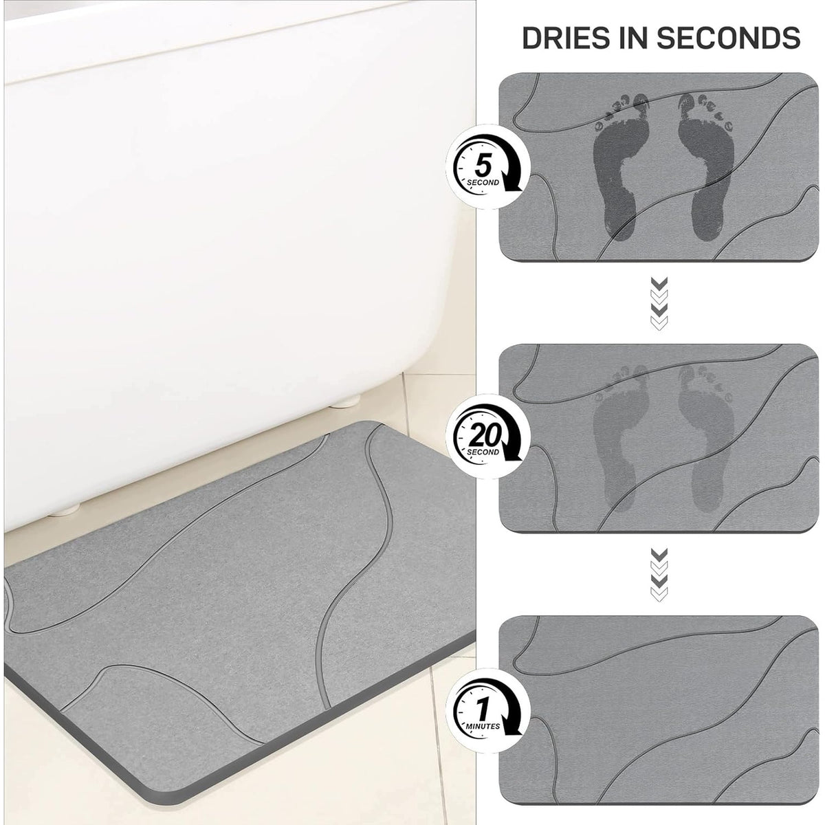 Bathroom Shower Floor Mat 39x60cm Diatomaceous Earth Stone Brand no brand