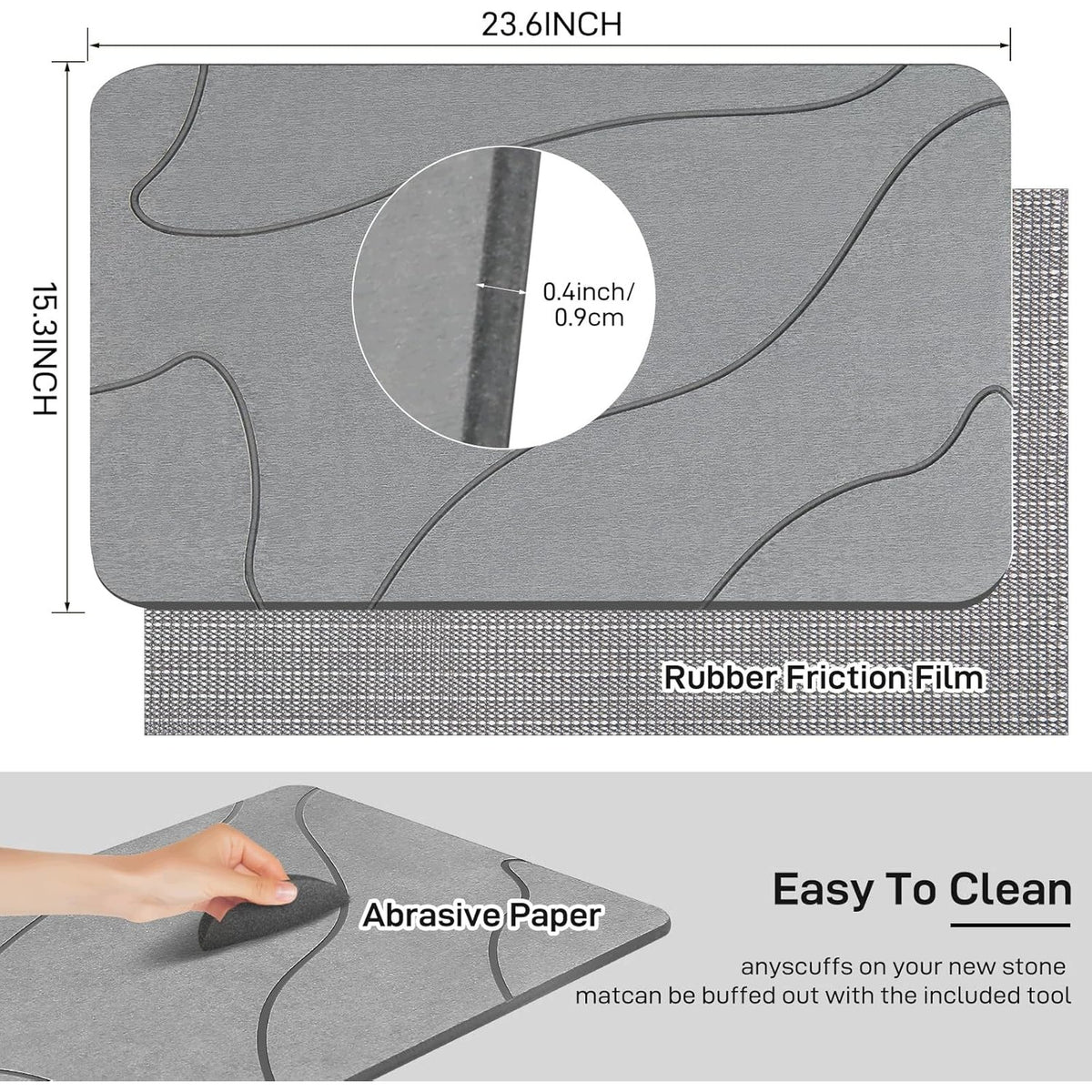 Bathroom Shower Floor Mat 39x60cm Diatomaceous Earth Stone Manufacturer code mata diatomitowa, mata prysznicowa, 39x60
