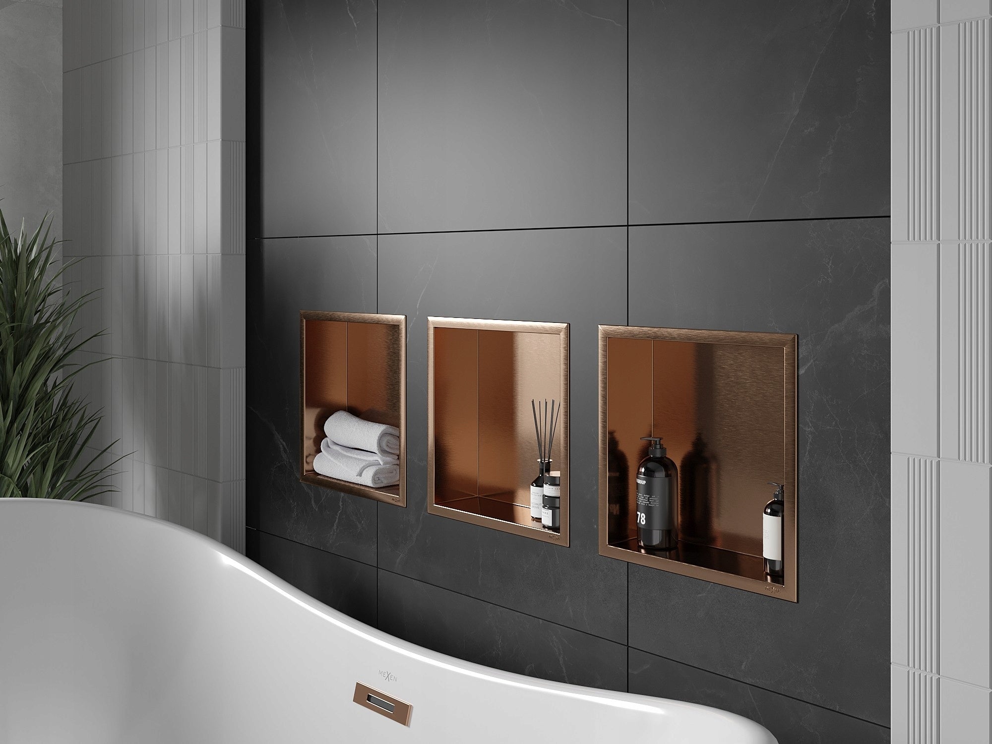 Bathroom Shower Shelf Flange 30x30 Mexen X-Wall Copper Packaging status original