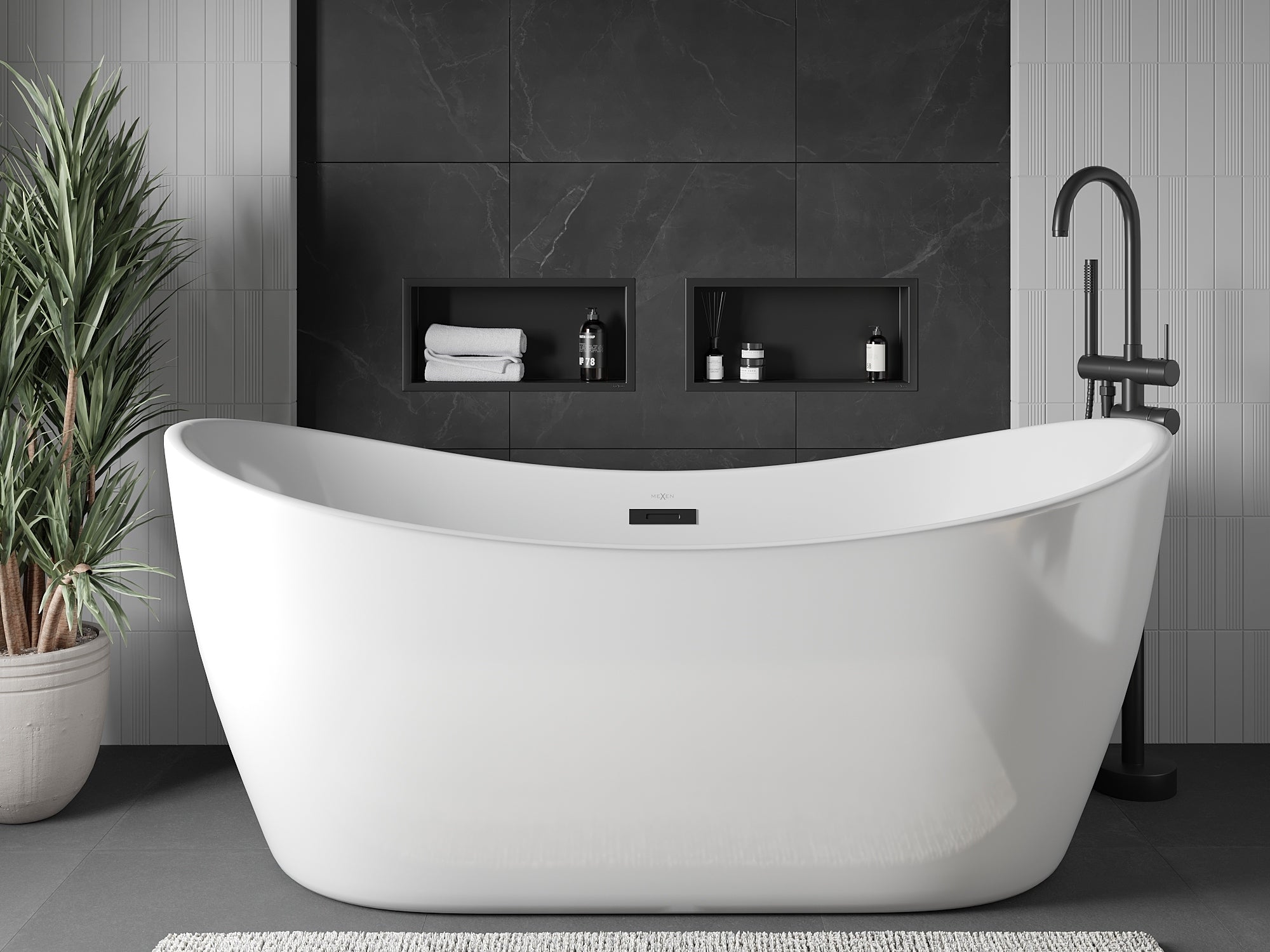 Bathroom Shower Shelf Flange 45x20 Mexen X-Wall-R Black Manufacturer code 1970452010