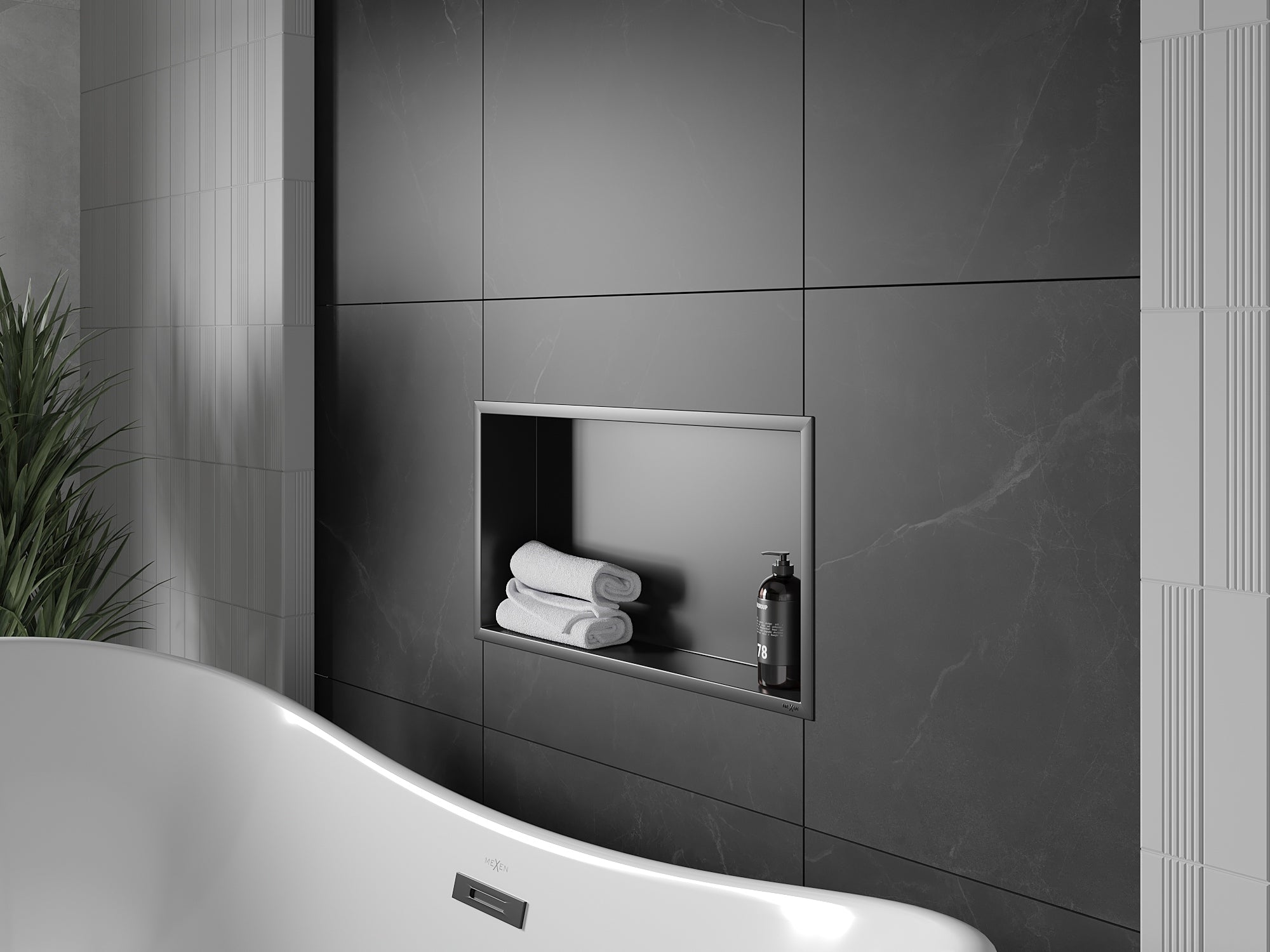 Bathroom Shower Shelf Flange 60x30 Mexen X-Wall-R Black Brand Mexen