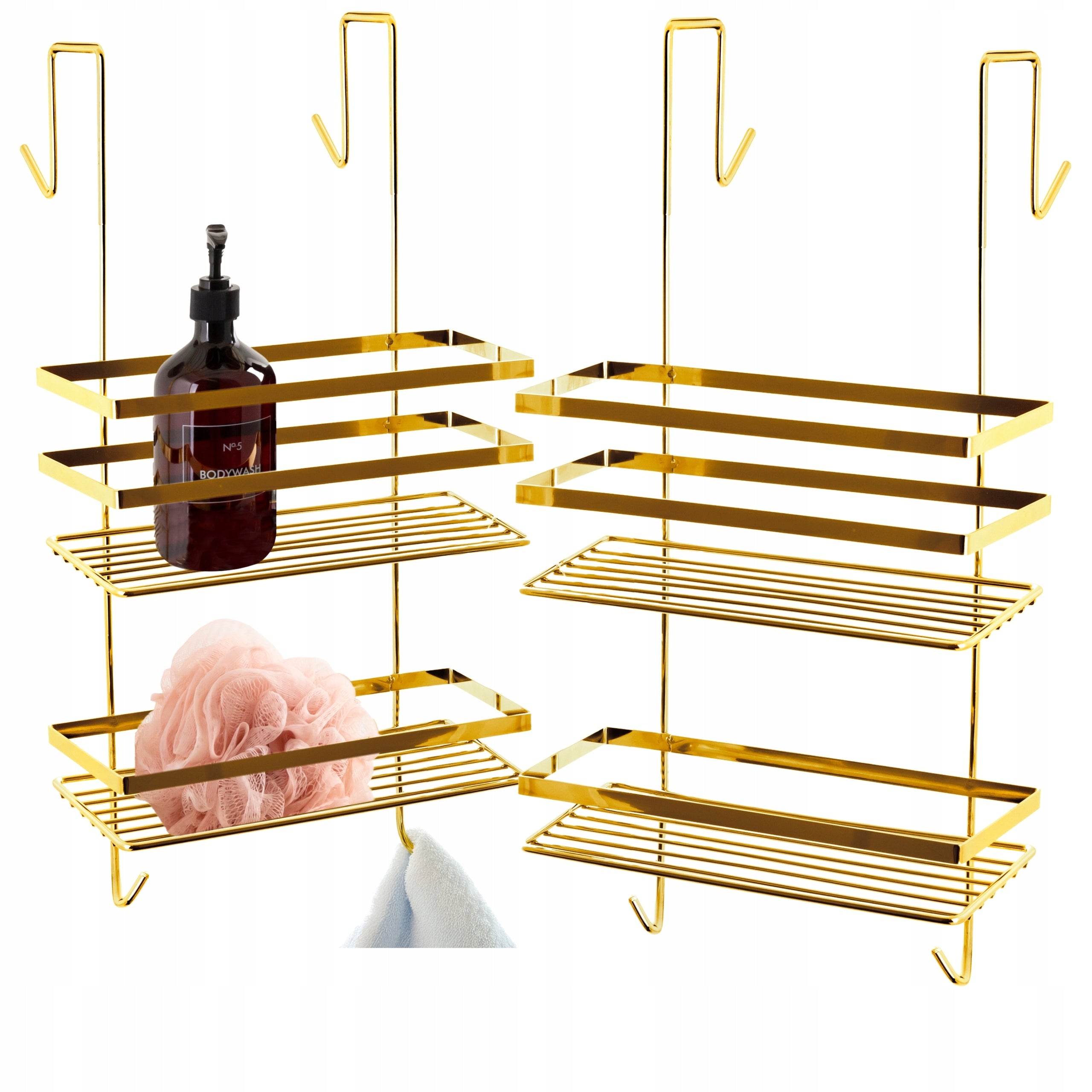 Bathroom Shower Shelf Hanging Gold Suspended for Metal Cabin