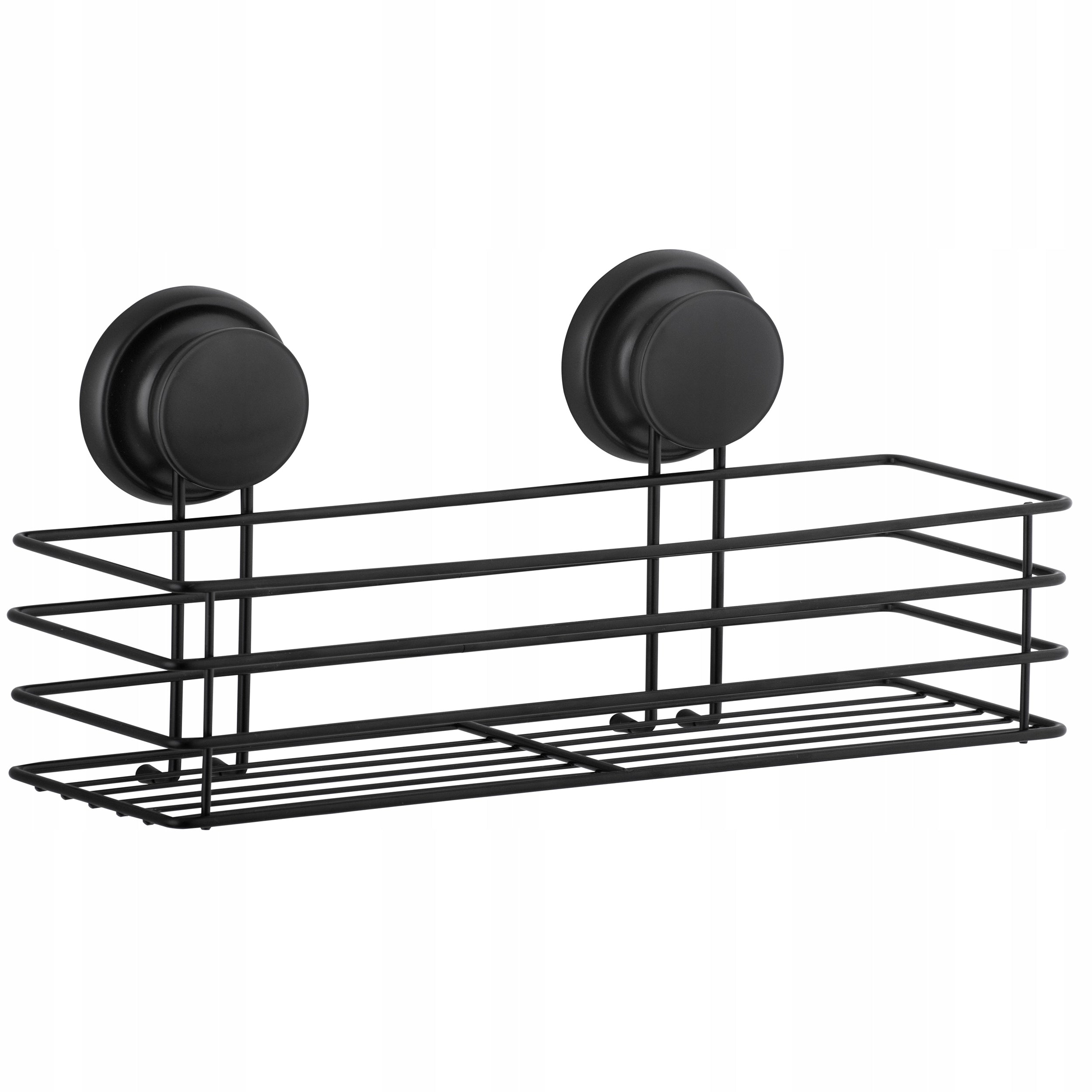 Bathroom Suction Cup Basket for Cosmetics Accessories Black Flat
