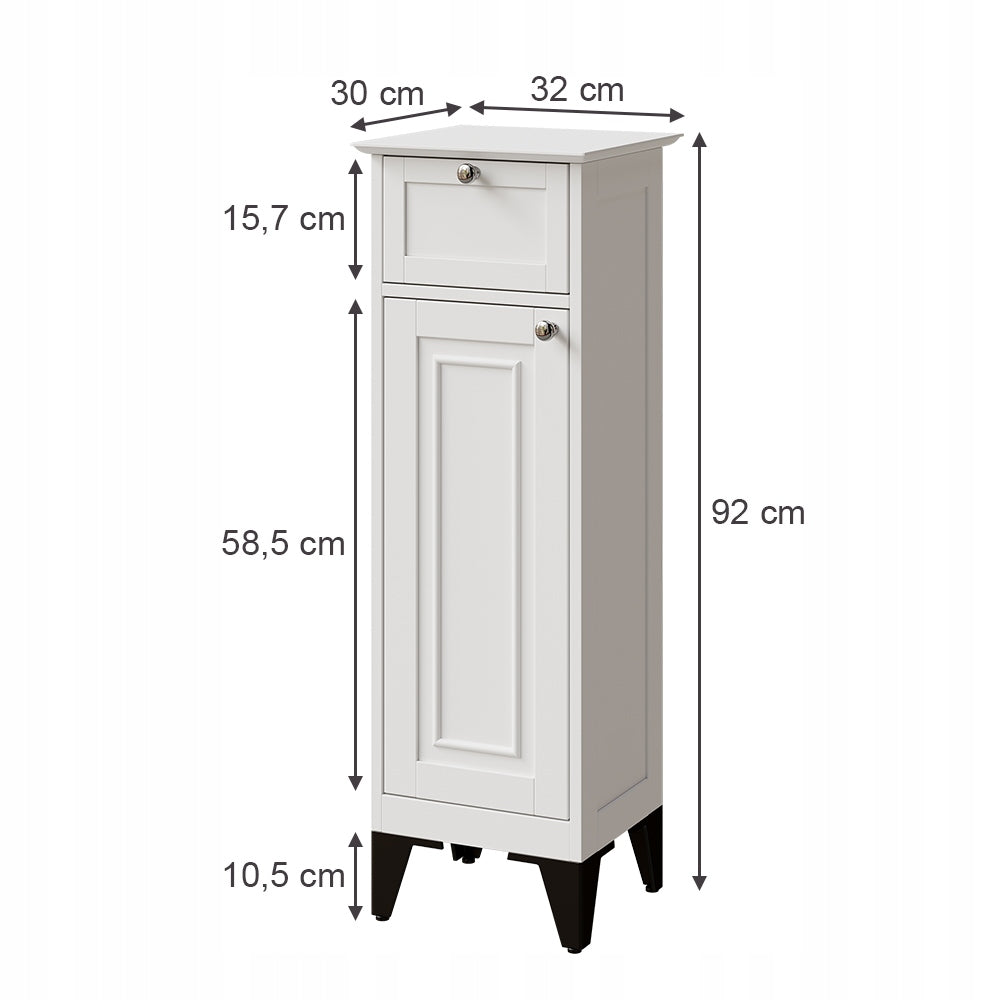 Bathroom Vanity Cabinet, White, 32 x 92 cm with Drawer, Vicco Furniture color white