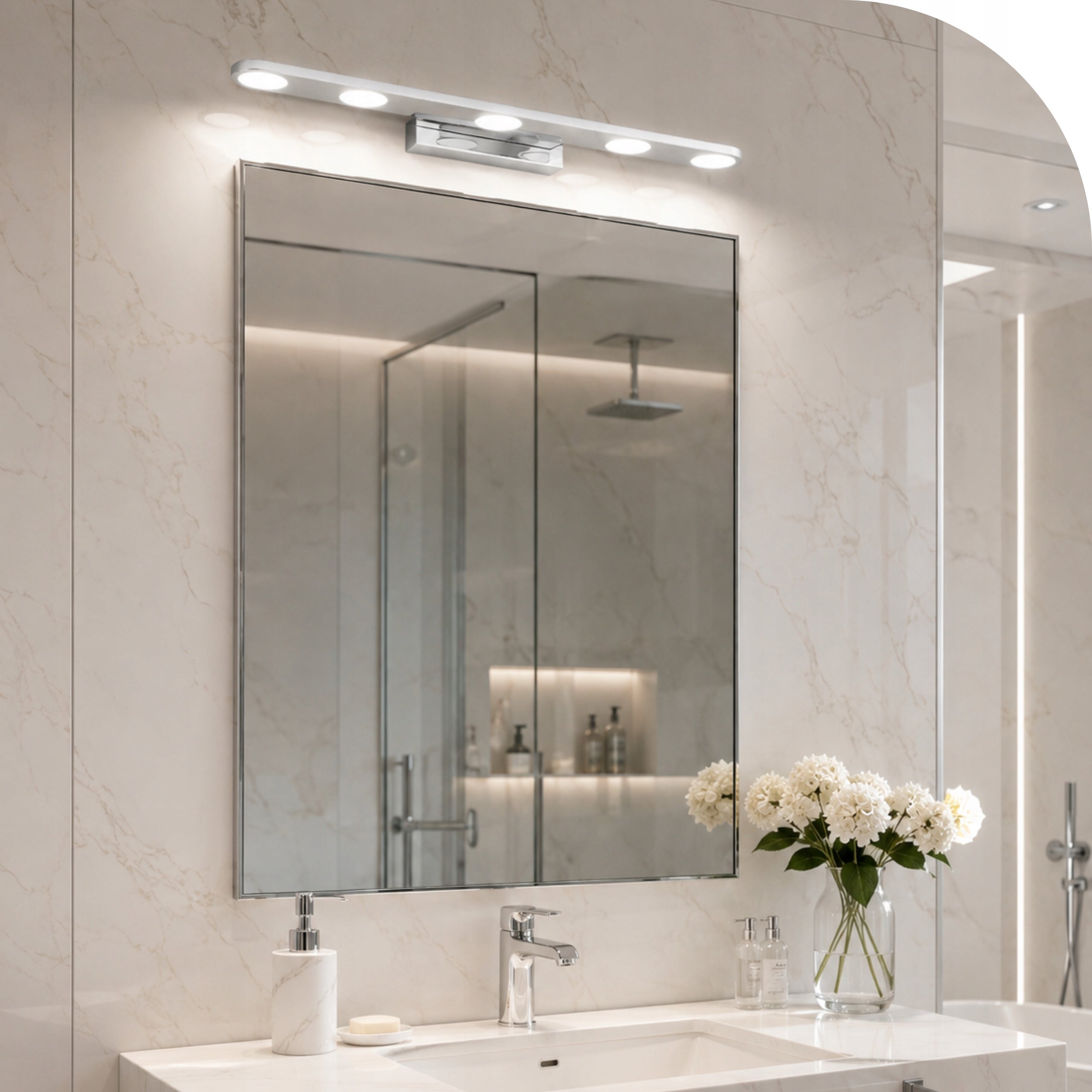 Bathroom Wall Lamp Over Mirror Picture Led Chrome 60 cm Wall Lamp 18W Packaging status original
