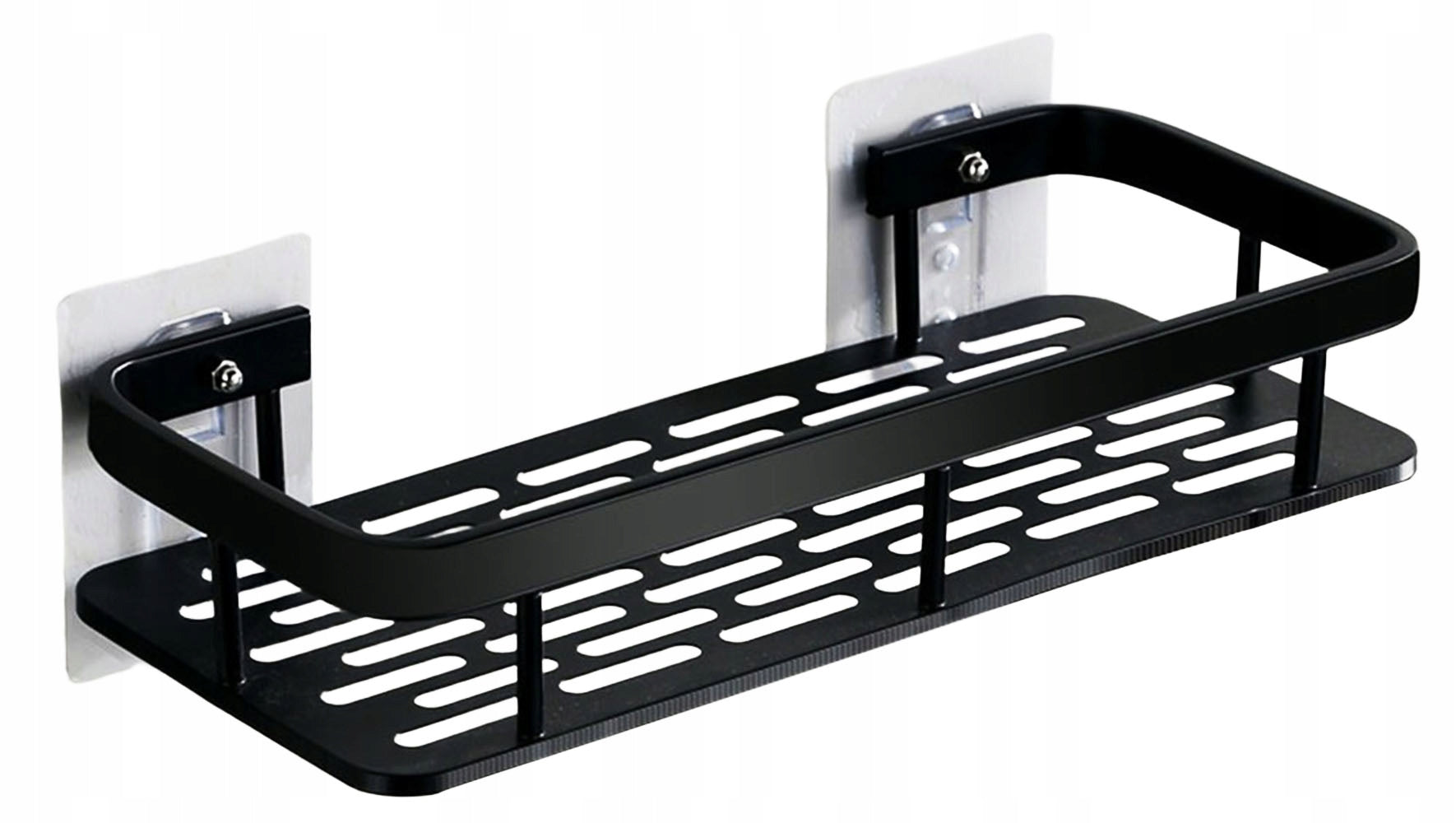 Bathroom Wall Shelf Shower Black Metal Without Drilling Sticker Packaging status original