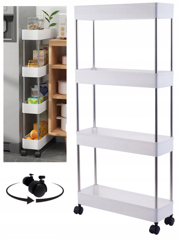 Bathroom and kitchen shelf mobile on wheels cabinet bookcase