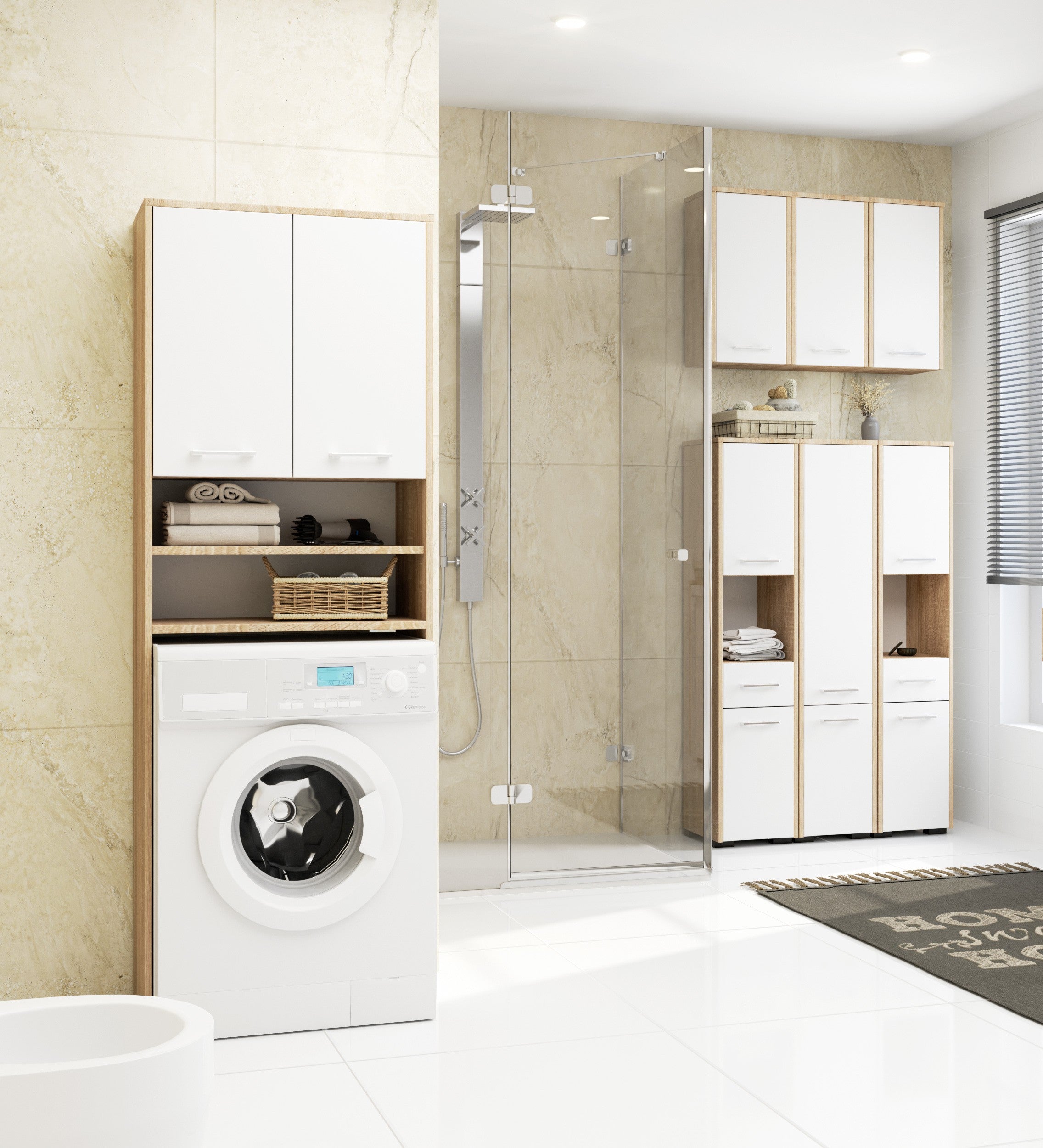 Bathroom cabinet 1 drawer sonoma oak white 85 Packaging status original