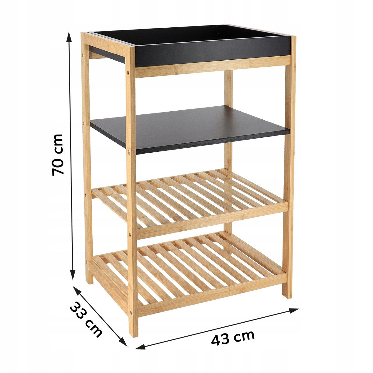 Bathroom cabinet 4-tier bookcase for cosmetics bamboo towels black Manufacturer code 98226195