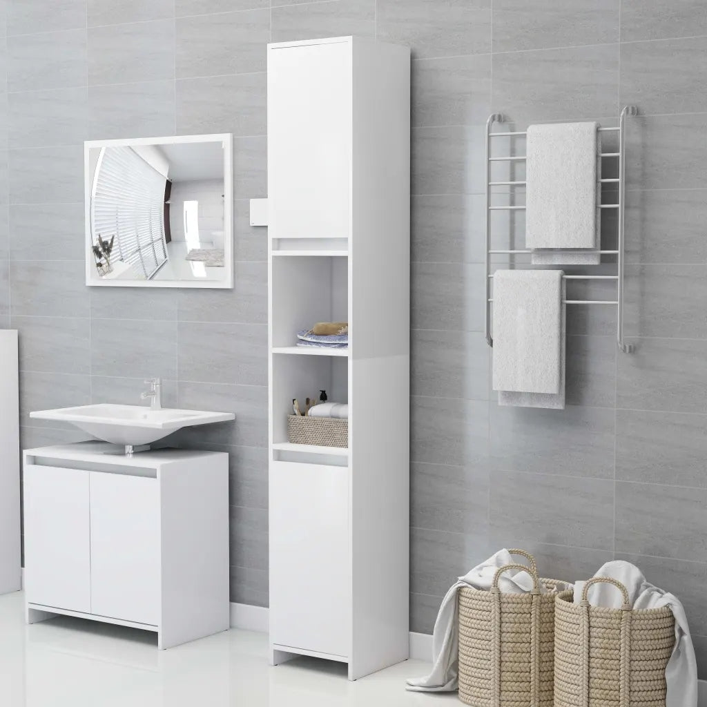 Bathroom cabinet 6 compartments 30x30x183,5 white Furniture color white