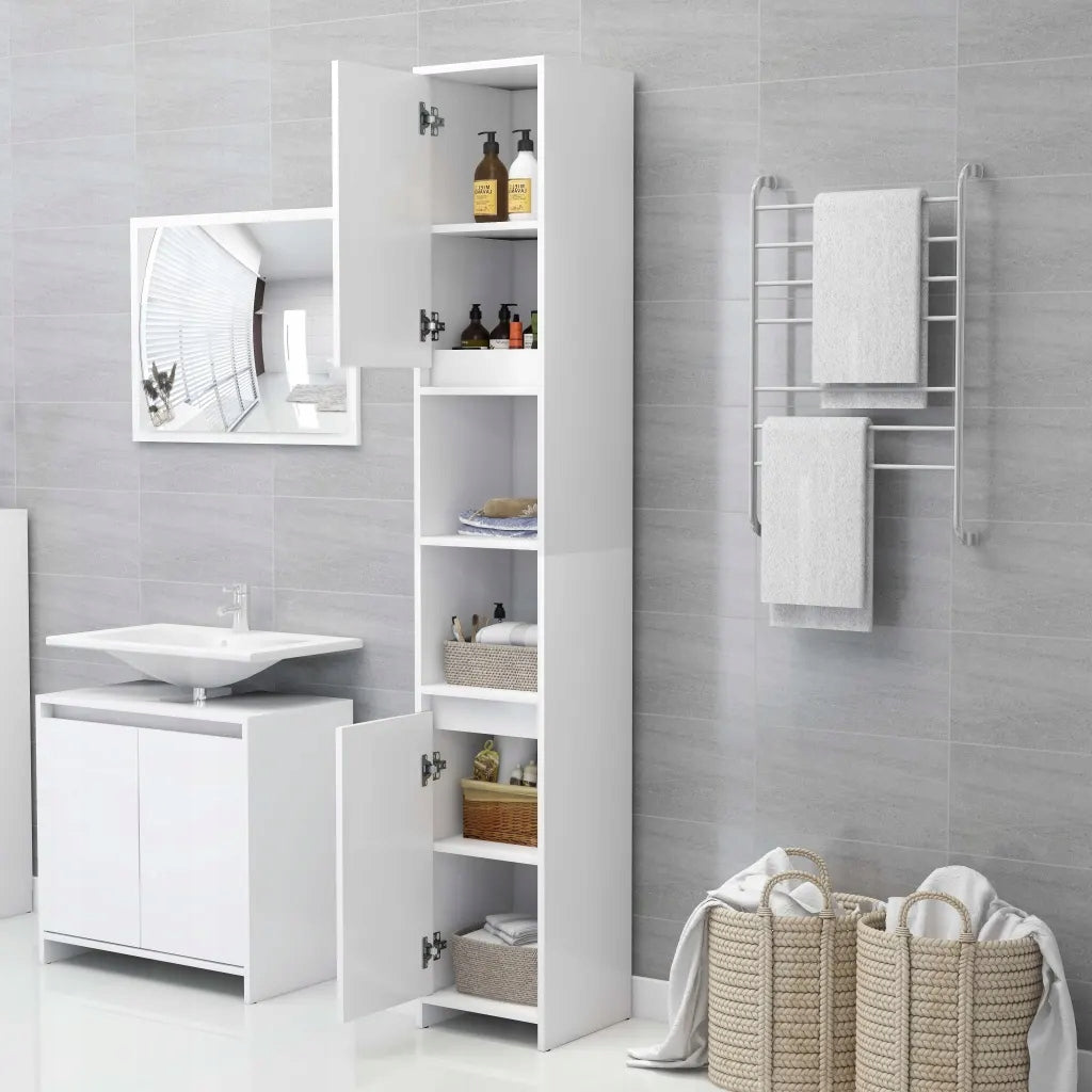 Bathroom cabinet 6 compartments 30x30x183,5 white Furniture depth 30 cm