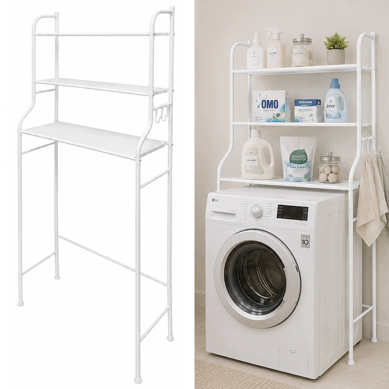 Bathroom cabinet organizer bookcase over washing machine bathroom toilet 3 shelves MAVÖ