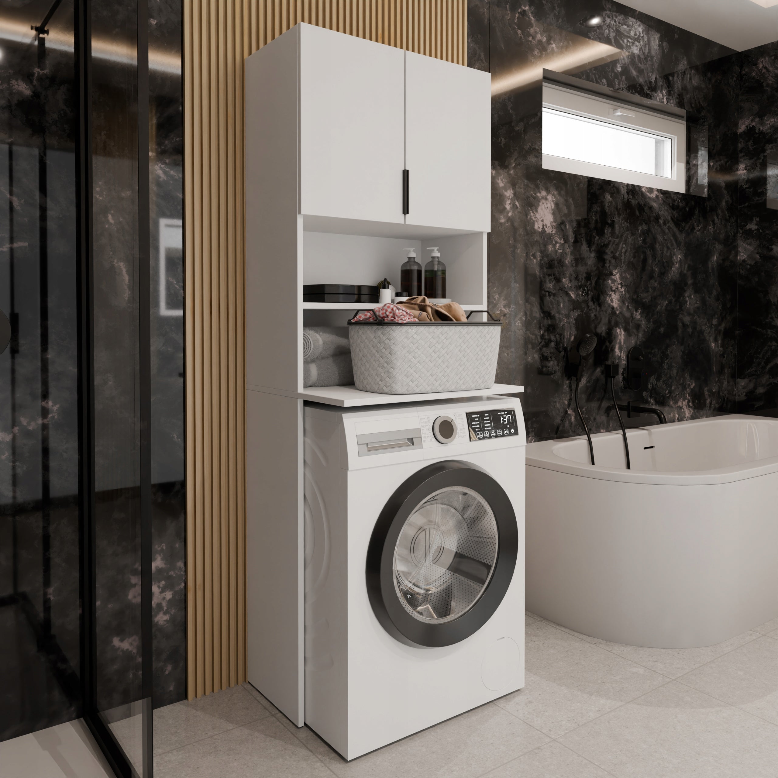 Bathroom cabinet over washing machine OLI BIS WHITE Brand Kier