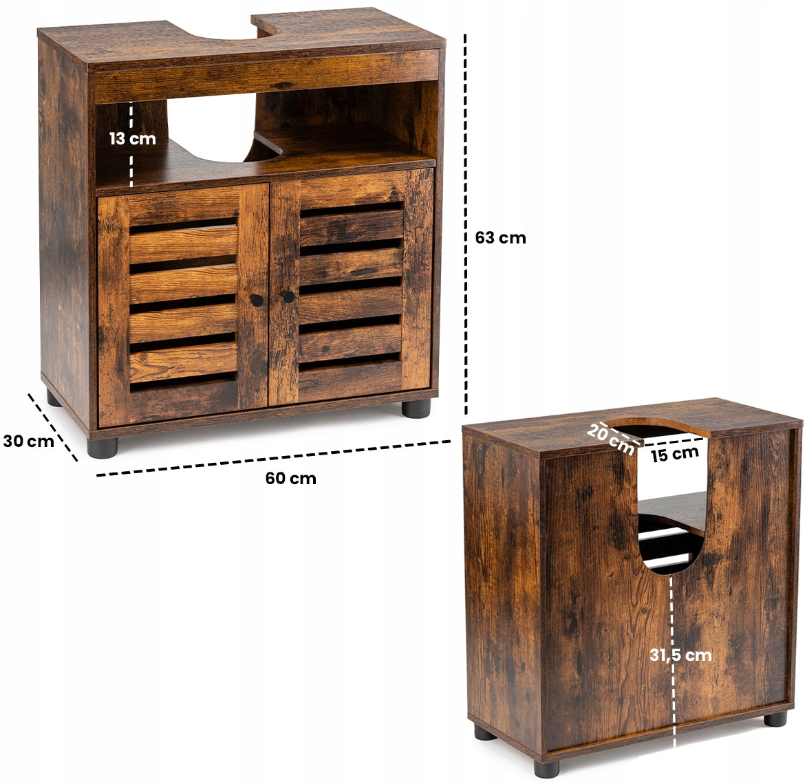 Bathroom cabinet standing under the sink LOFT 60 cm Manufacturer code HH-BBK-04BX-CZA-BRA