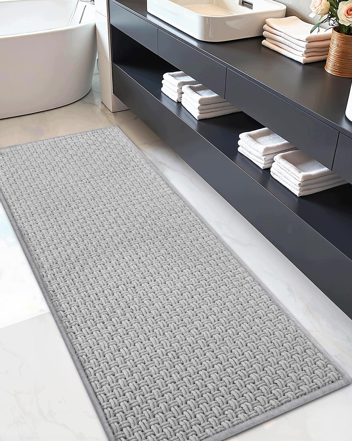 Bathroom mat COLOR&GEOMETRY light grey 44 x 120 cm absorbent