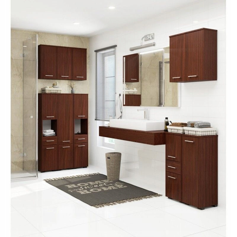 Bathroom post, recess, ELION, 30x30x140 cm, wenge, matt | TYLETEGOTU Furniture depth 30 cm